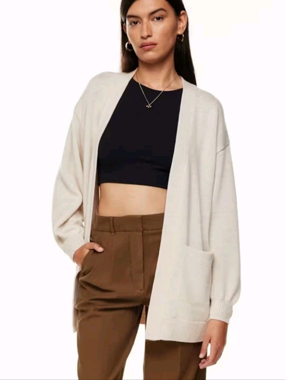 Aritzia Wilfred Free Unwind Merino Wool Cardigan Sweater S Oatmeal